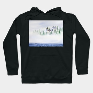 Foggy Lighthouse in Maine Hoodie